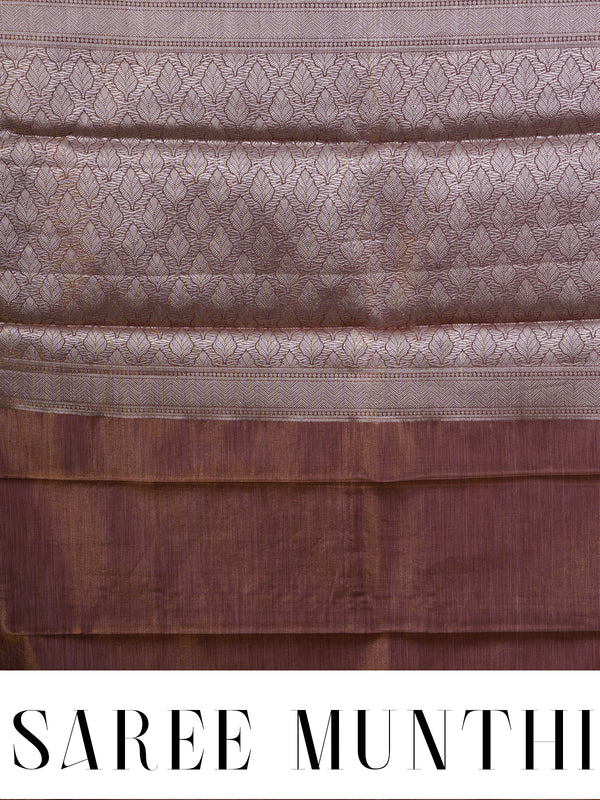 Metallic Brown with Antique Gold Zari -Kanchipuram Pure Mix Saree