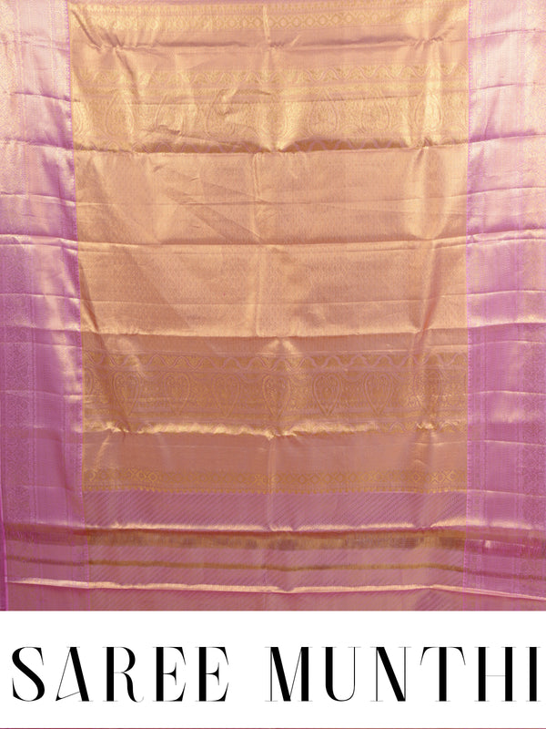 Pastel Onion Pink and Metallic Gold Kanchipuram Silk Saree