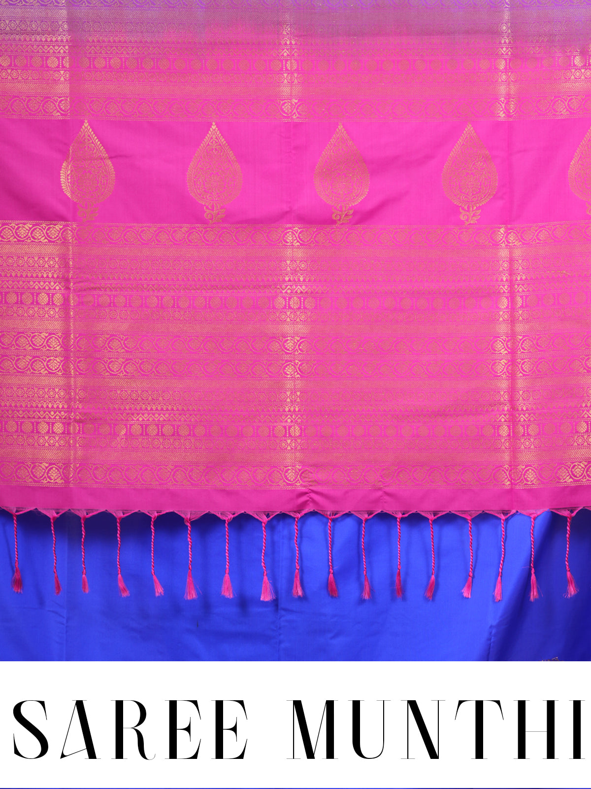 Pepsi - Blue with Rani Pink Semi Silk Saree