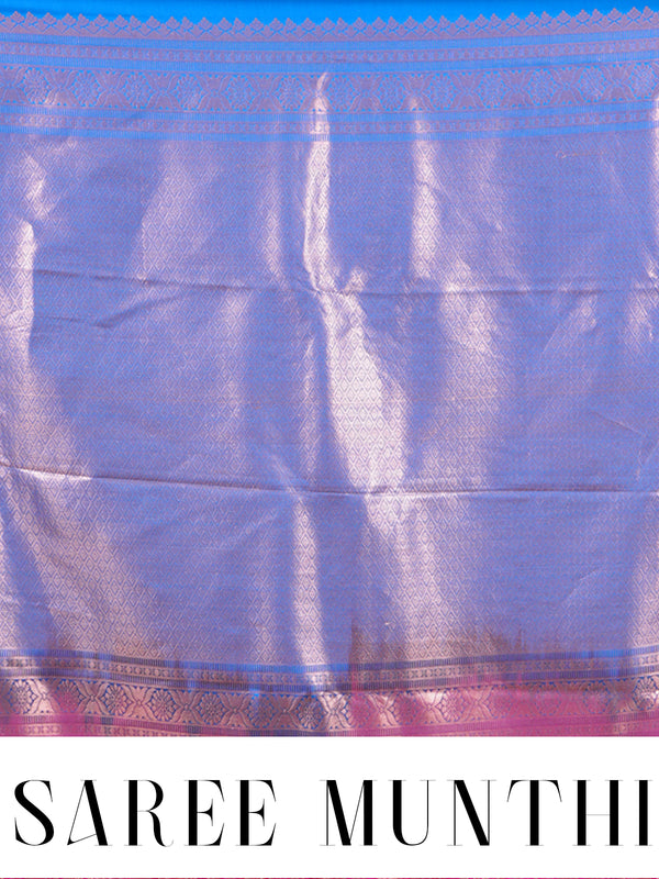 Rani Pink and Sky Blue Kanchipuram Silk Saree