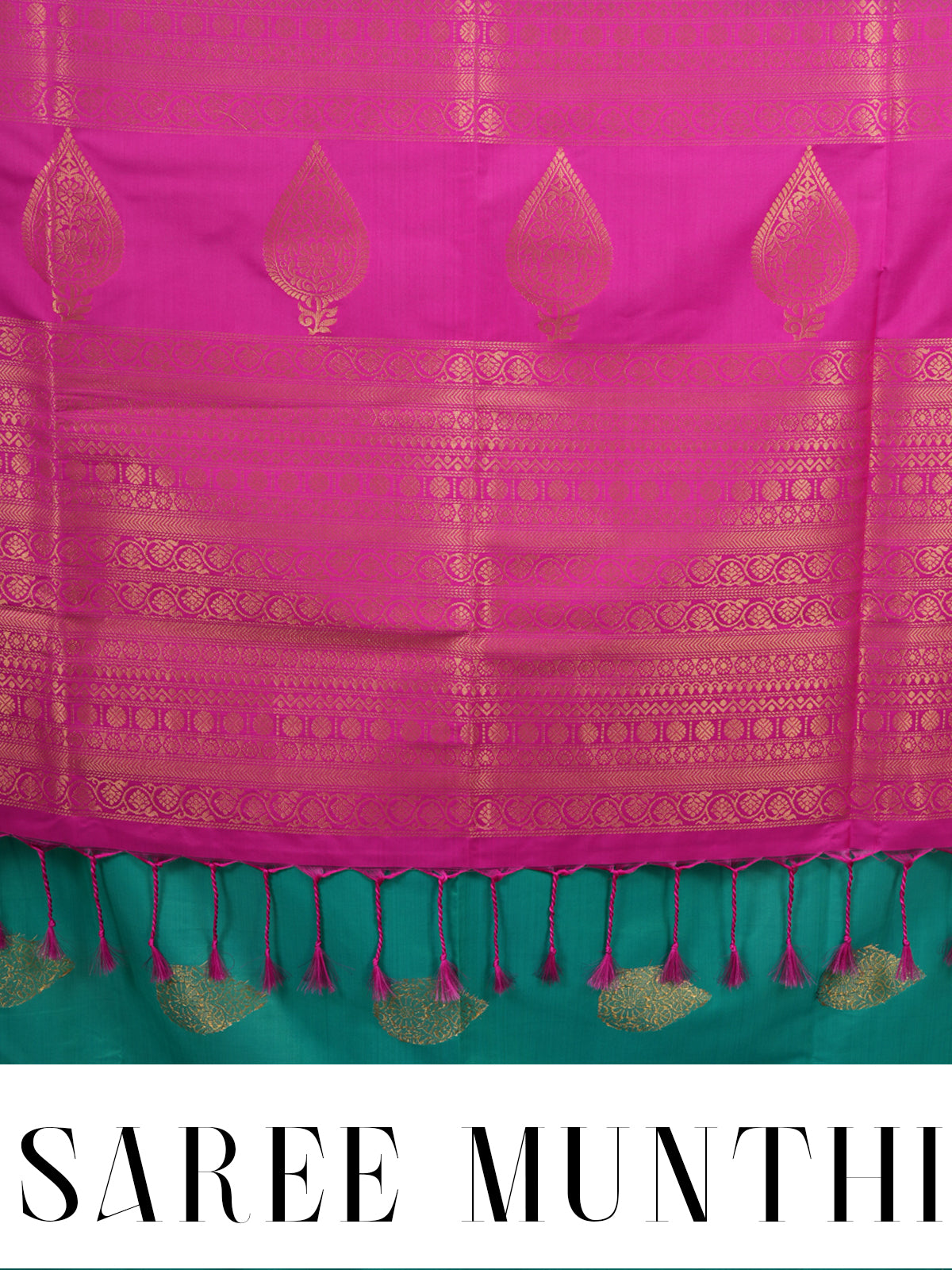 Rama Green with Rani Pink Semi Silk Saree
