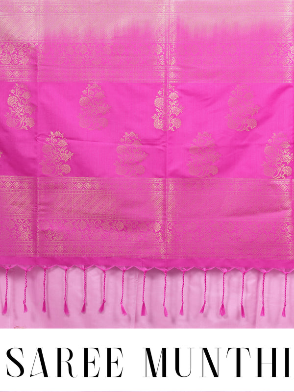 Baby Pink with Magenta Pink Semi Silk Saree