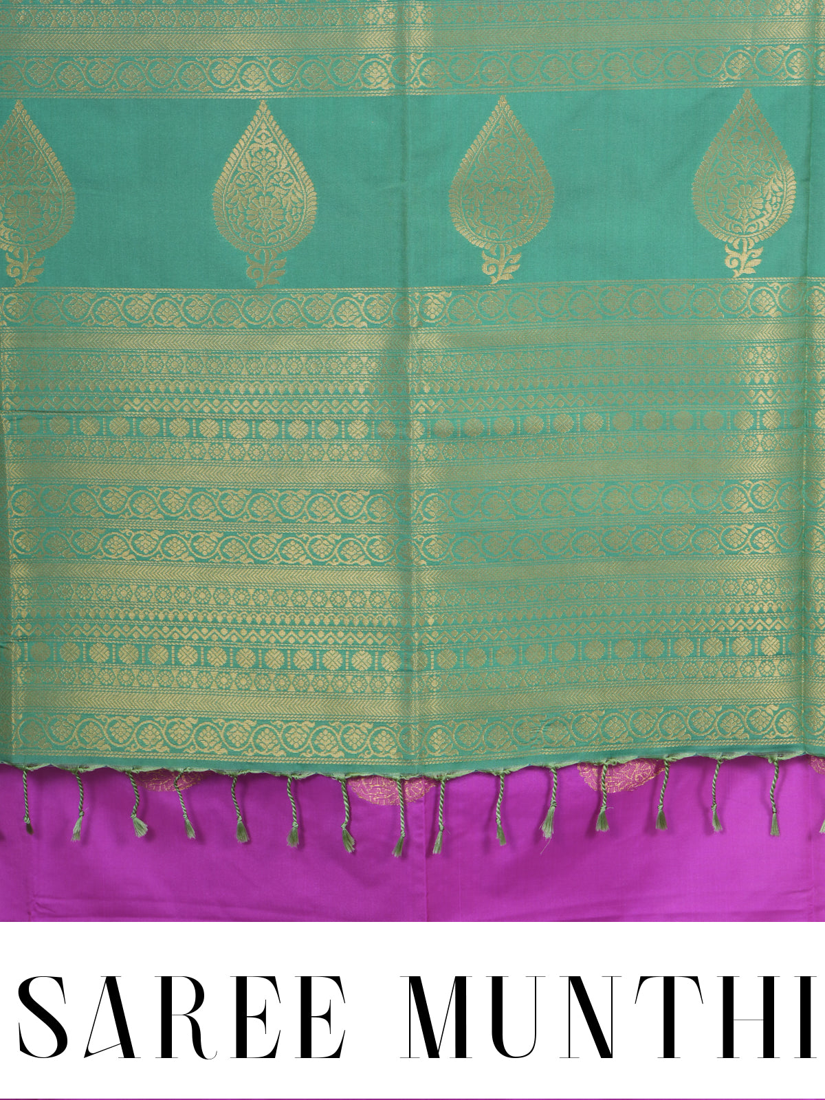 Magenta Pink with Green Semi Silk Saree