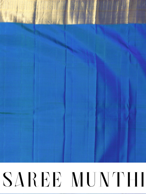 Peacock Blue and Teal Pure Kanchipuram Silk Saree