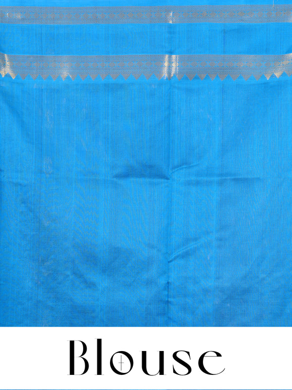 Elegant Deep Violet and Turquoise Blue pure Silk cotton Saree