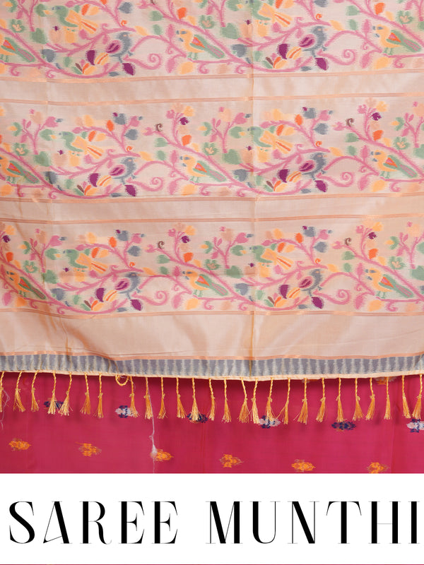 Magenta Pink Semi Silk Saree