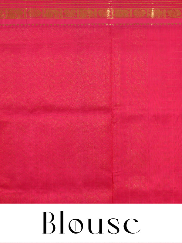 Pure Silk Cotton Saree in Mustard Yellow and Magenta Pink – Handloom Festive Wear