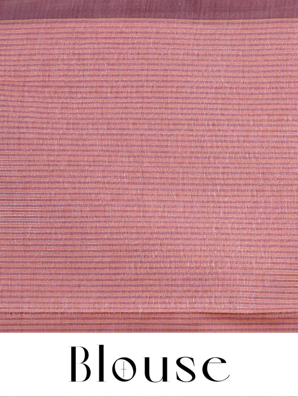 Pastel Onion Pink with Deep Wine Silk Cotton Saree