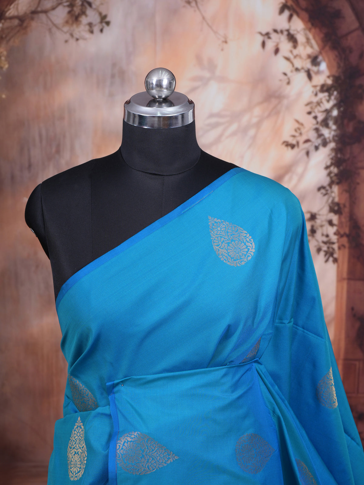 Sky Blue with Rani Pink Semi Silk Saree