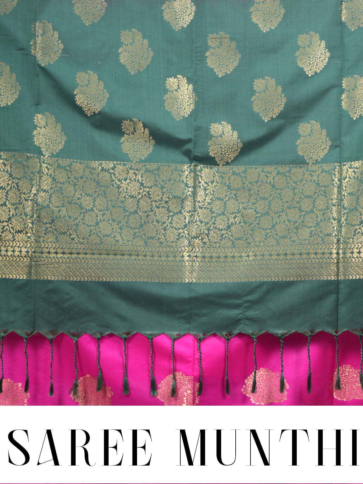 Rani Pink with Green Semi Silk Saree