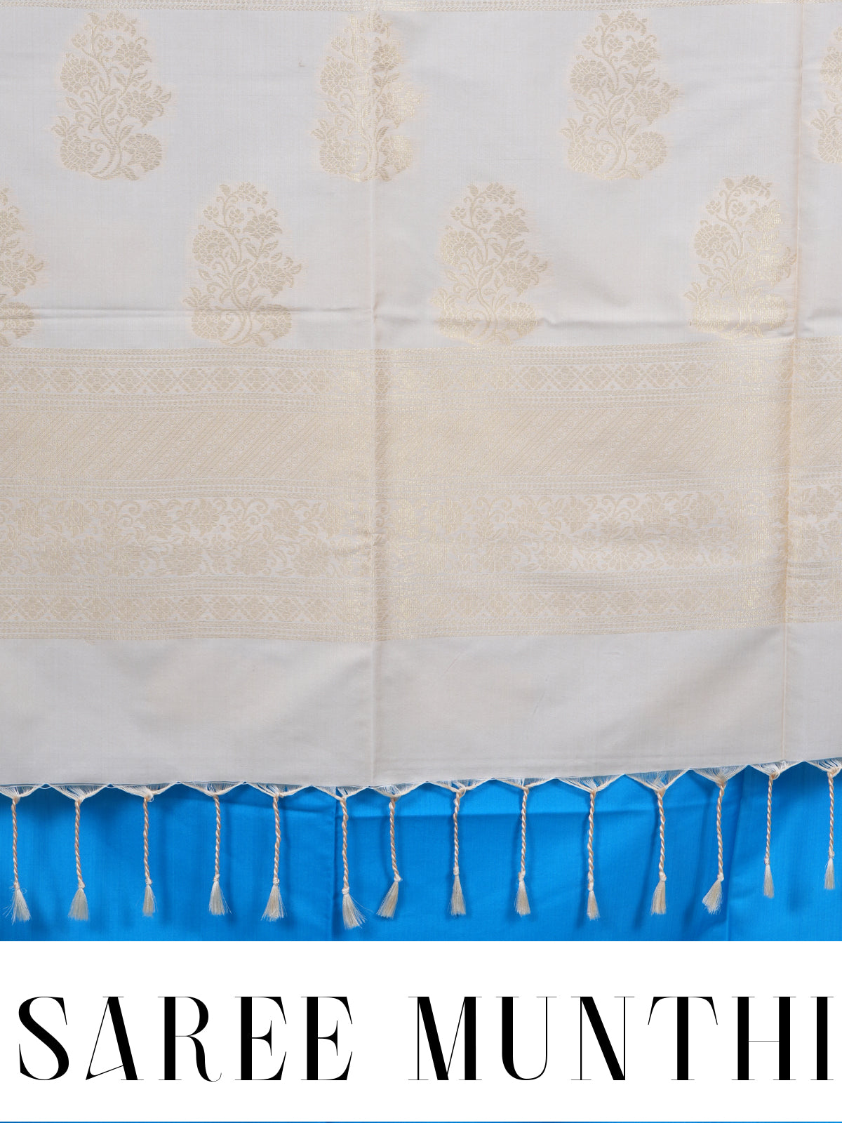 Sky Blue with Light Sandal Semi Silk Saree