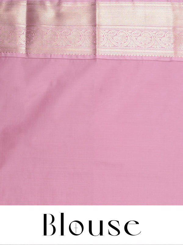 Wine Purple with Peach-Pink Kanchipuram Fancy Silk Saree