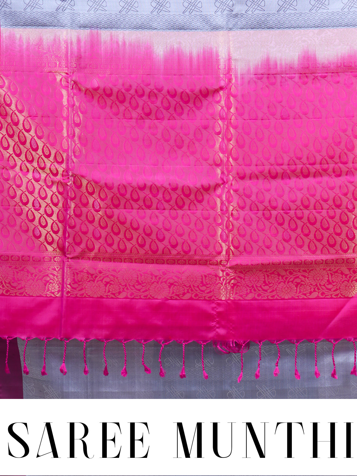 Luxury Grey and Pink Kanchipuram pure Silk Saree