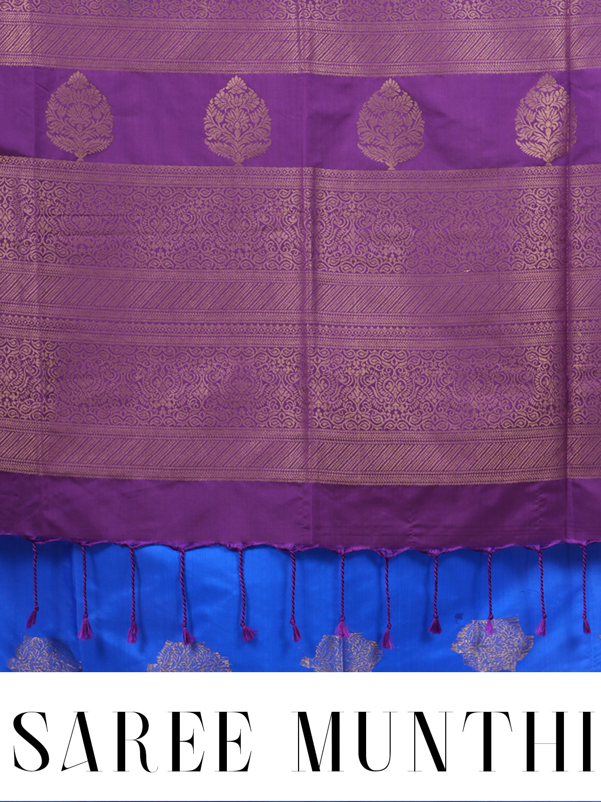 Royal Blue with Violet Semi Silk Saree
