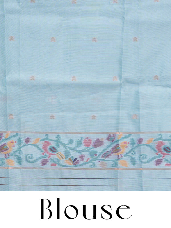 Peacock Blue Semi Silk Saree