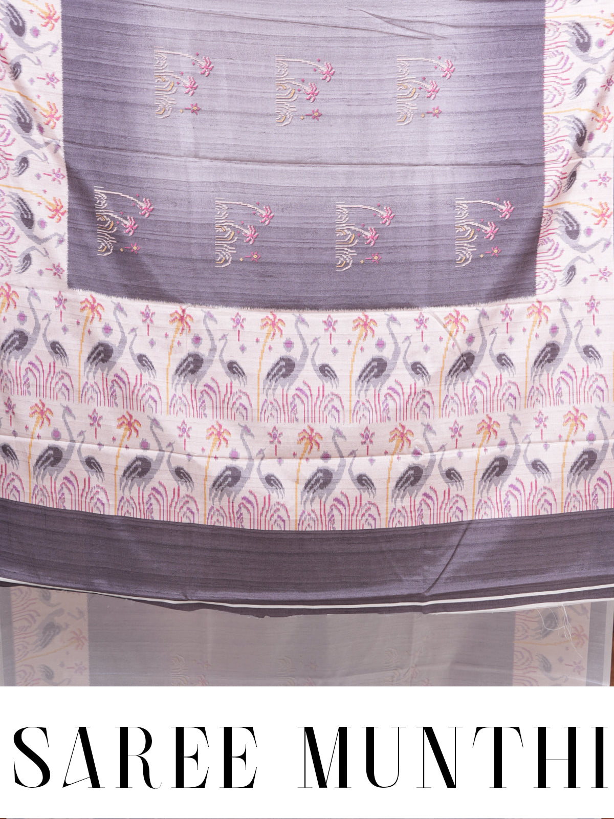 Steel Grey with Cream - Semi Tussar Saree
