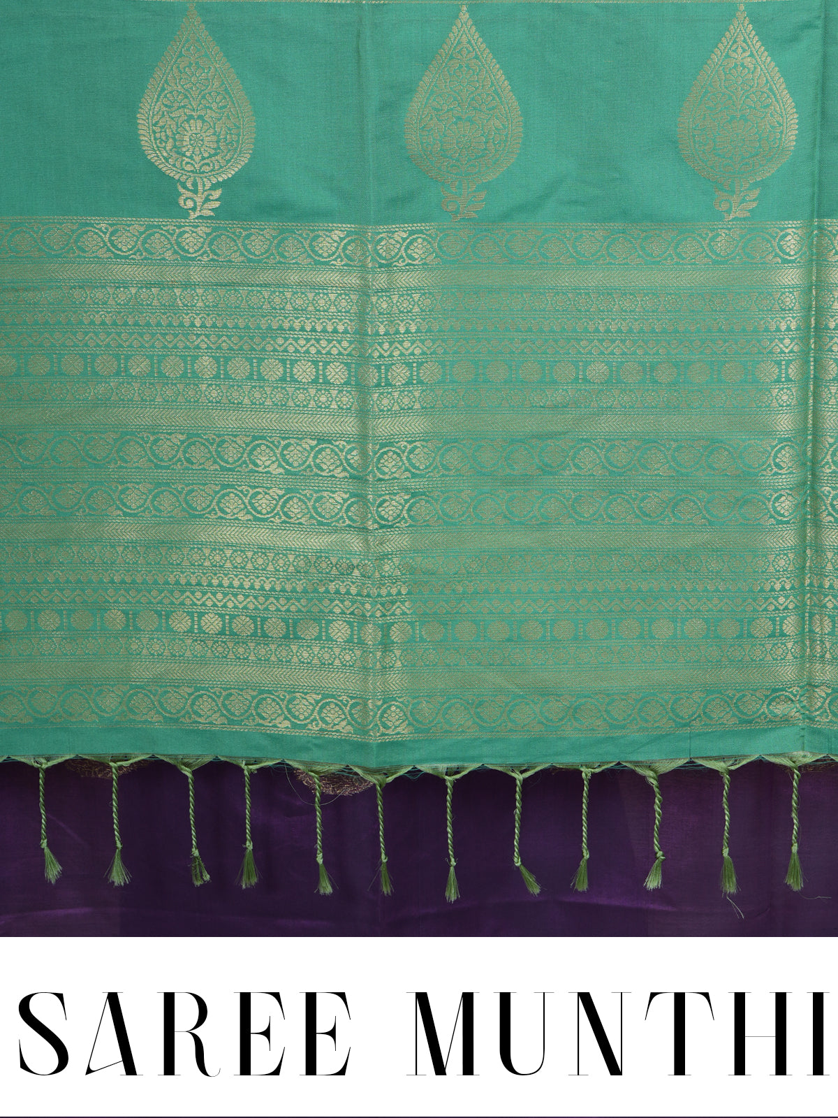 Wine Purple With Green Semi Silk Saree