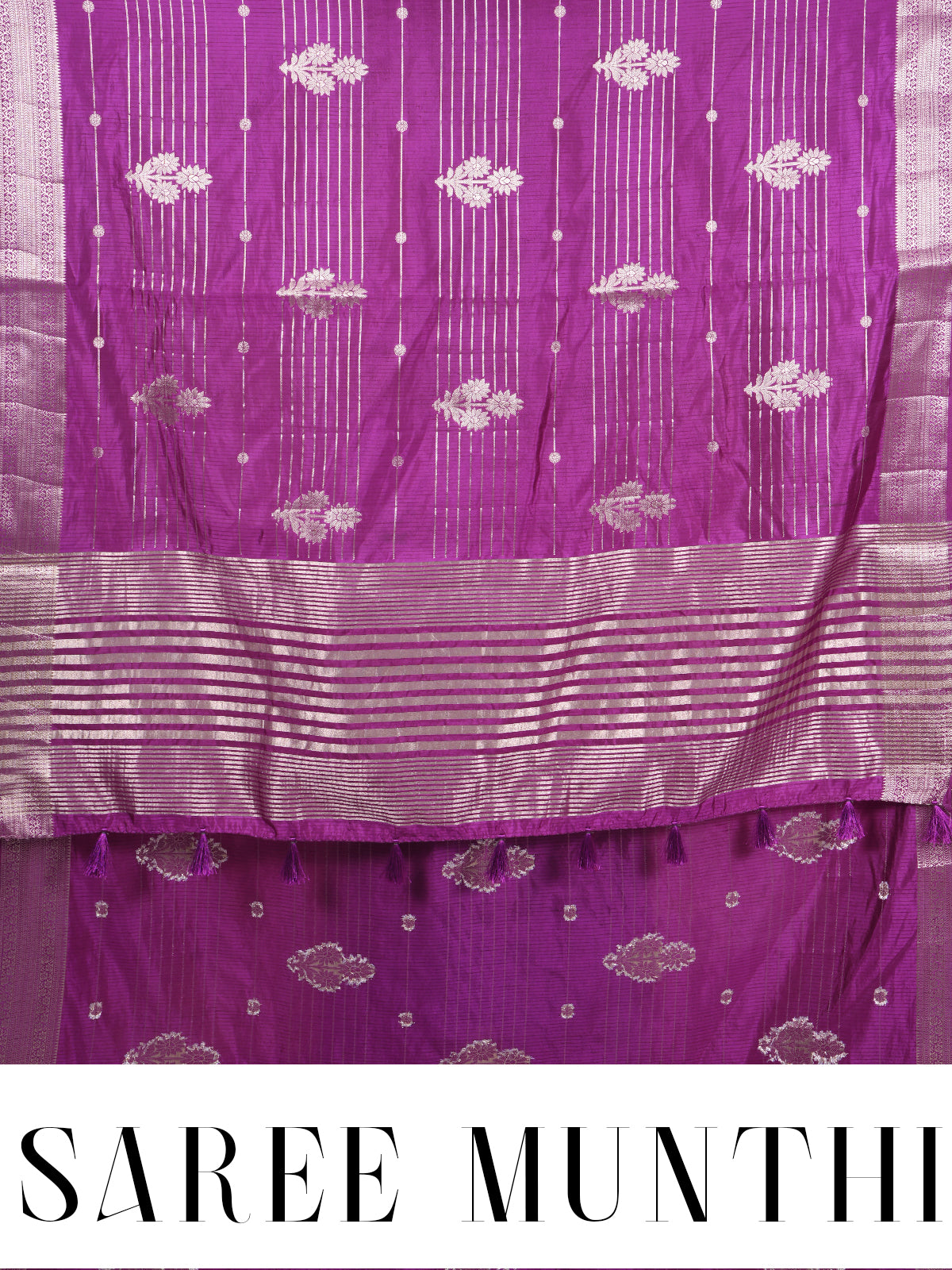 Magenta Purple with Silver Zari - Semi Tussar Saree