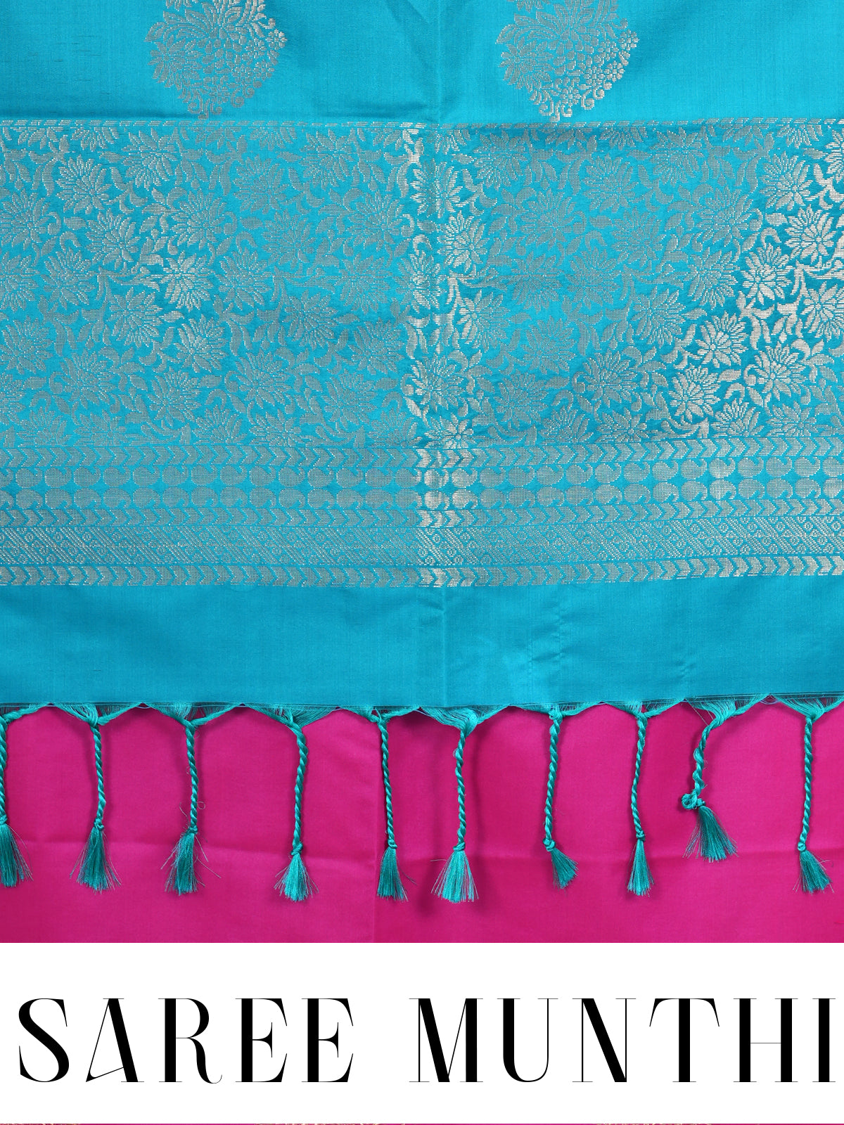 Rani Pink with Blue Semi Silk Saree