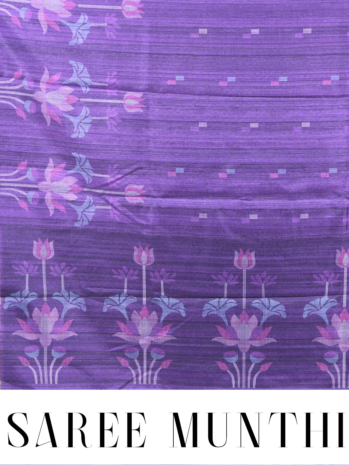 Purple with Floral- Semi Tussar Saree
