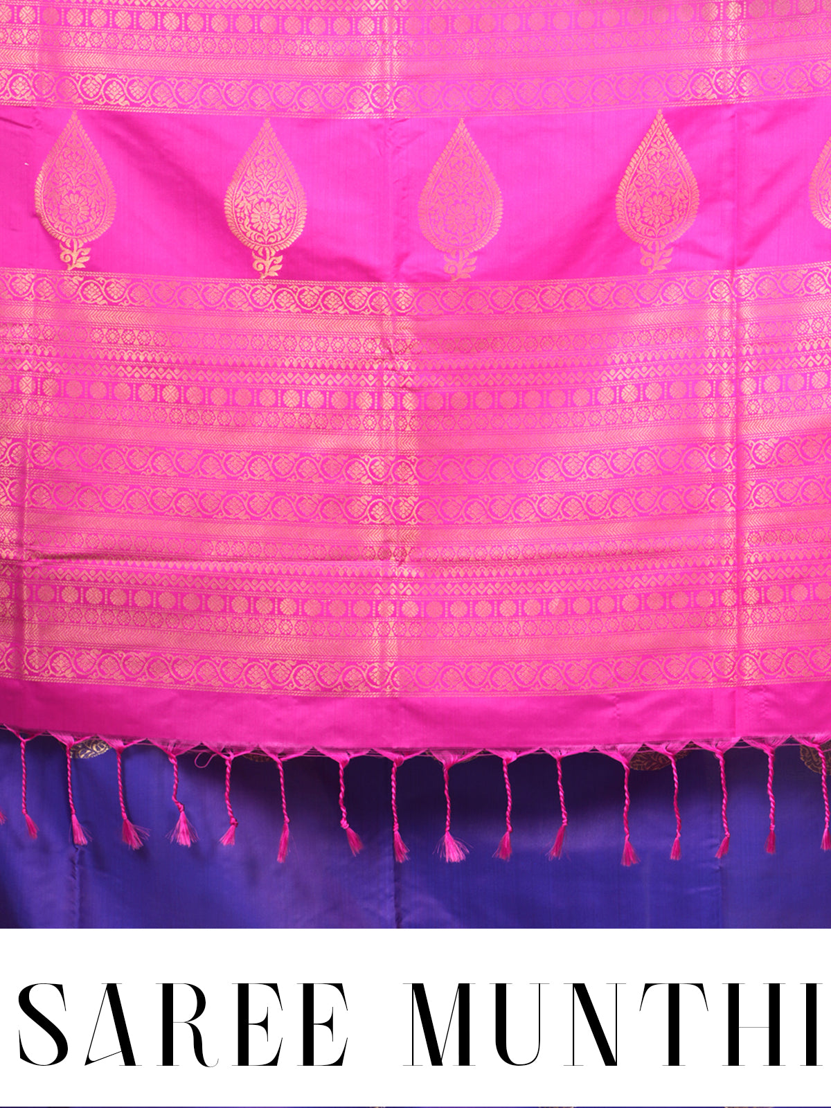 Violet with Rani Pink Semi Silk Saree