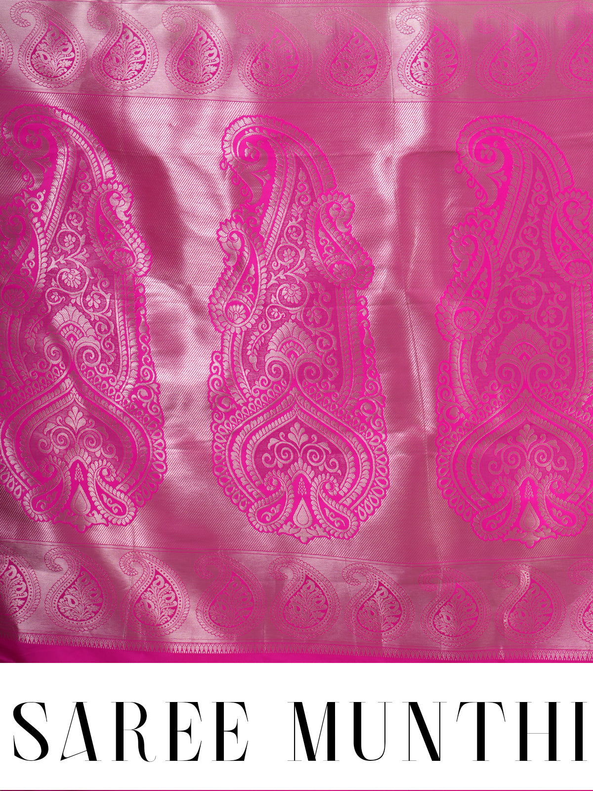 White with Magenta and Gold Kanchipuram Fancy Silk Saree