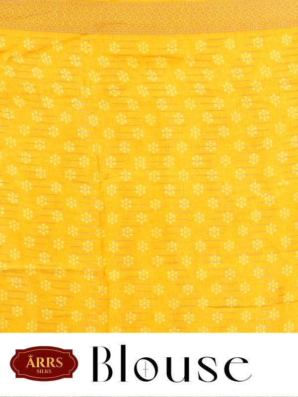 Charcoal Grey with Golden Yellow - Semi Raw Silk Saree
