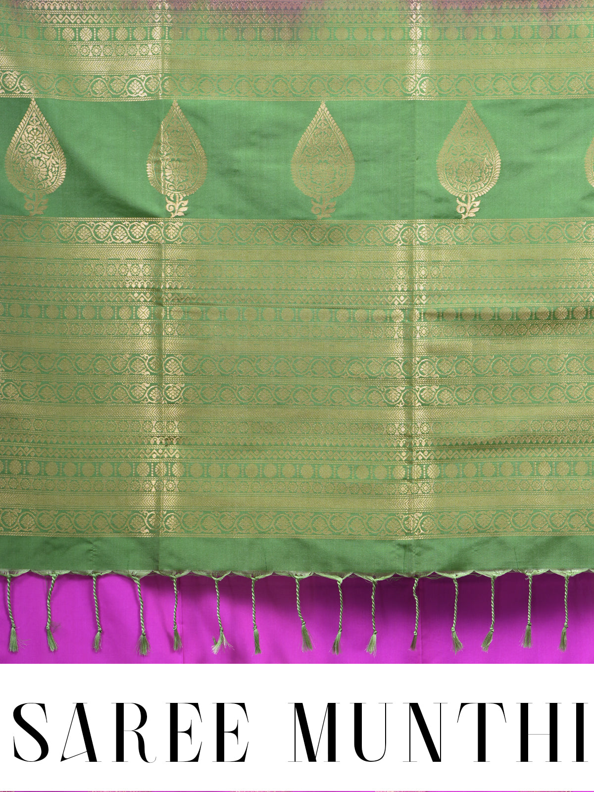 Magenta Pink with Olive Green Semi Silk Saree