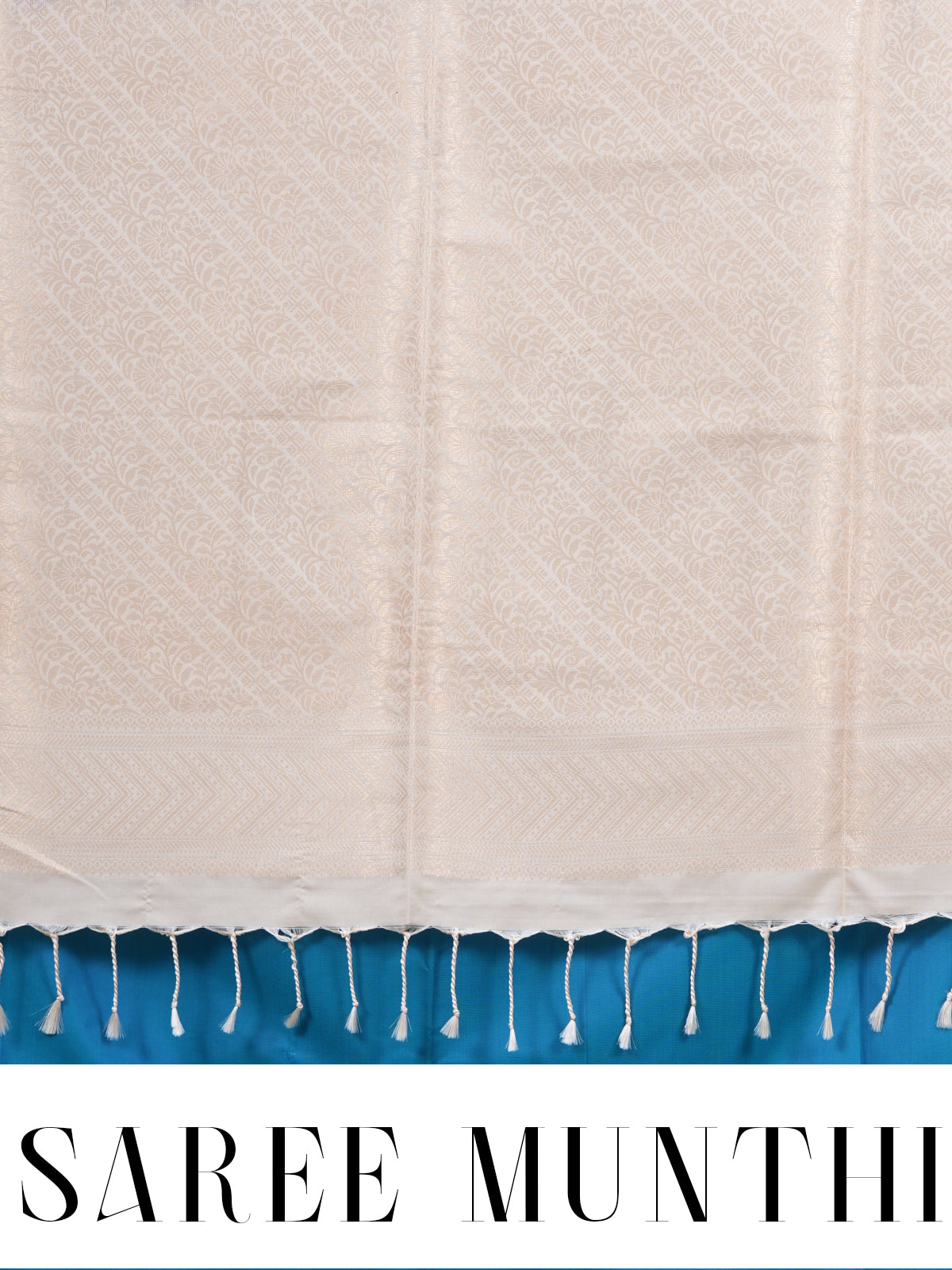 Teal Blue With Sandal Semi Silk Saree