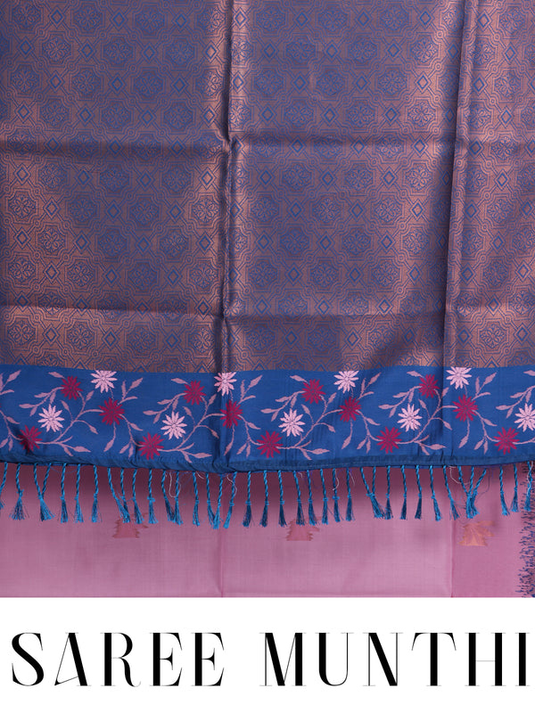 Onion Pink Semi Silk Saree