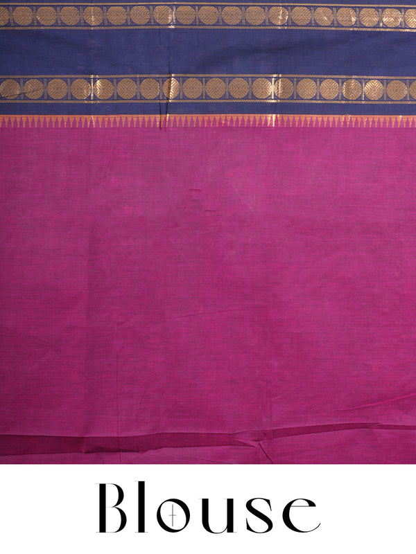 Magenta and Navy Blue Chettinad Cotton Saree