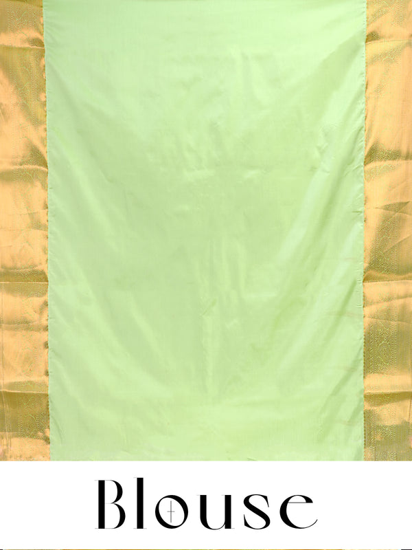Tangerine Orange with Pastel Green Kanchipuram Fancy Silk Saree