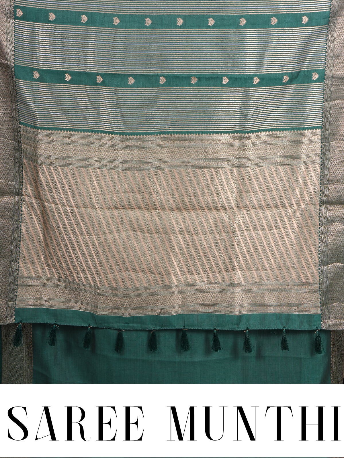 Emerald Green with Antique Gold - Semi Tussar Saree