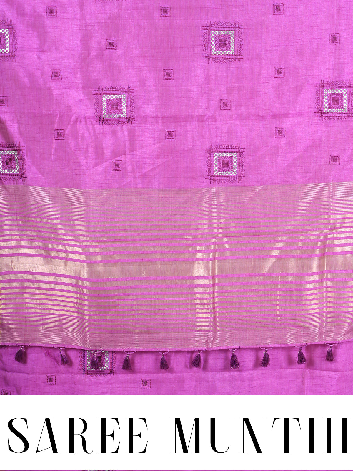 Orchid Pink with Gold - Semi Tussar Saree