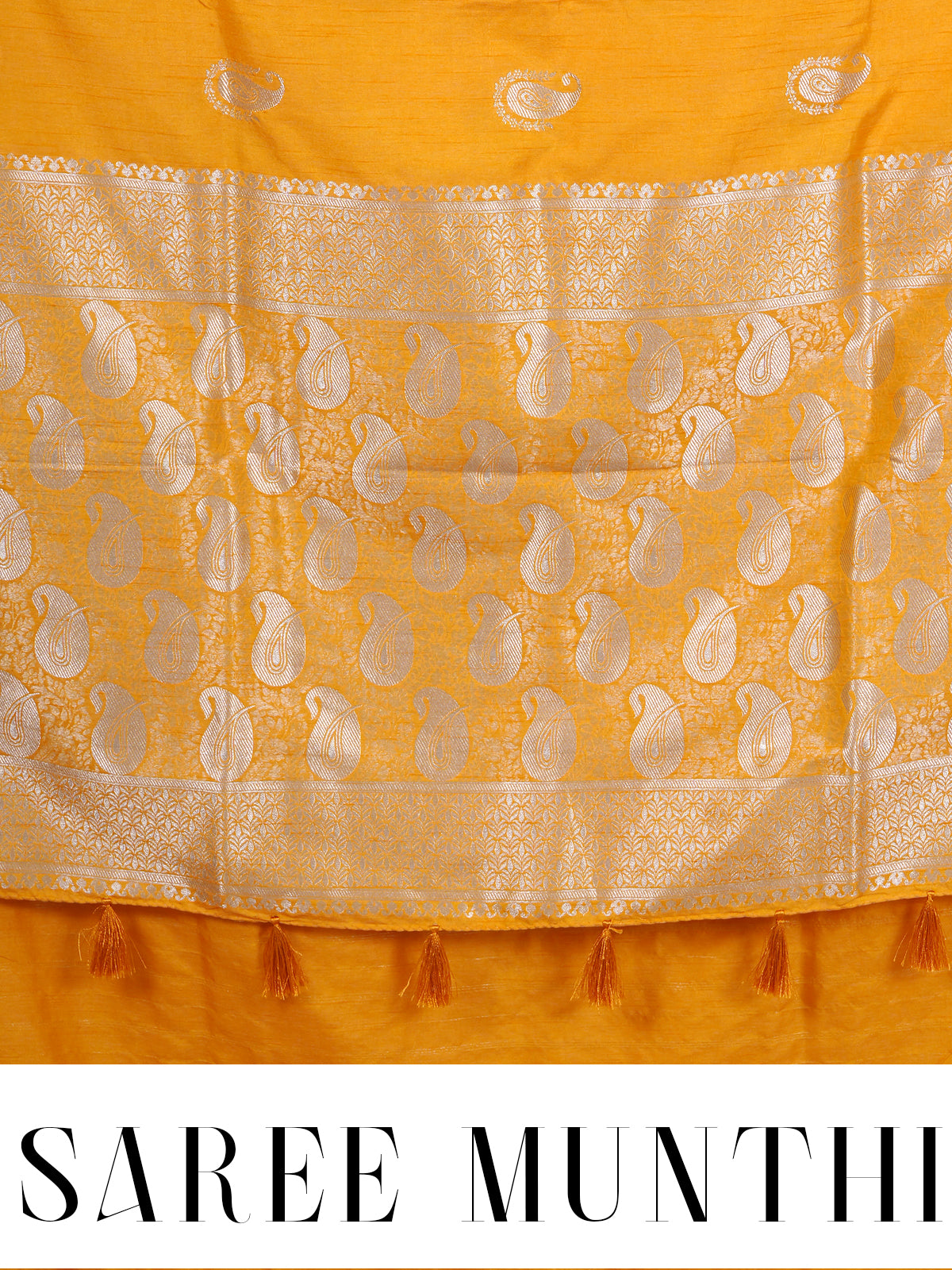 Mustard Yellow with Silver Zari - Semi Tussar Saree