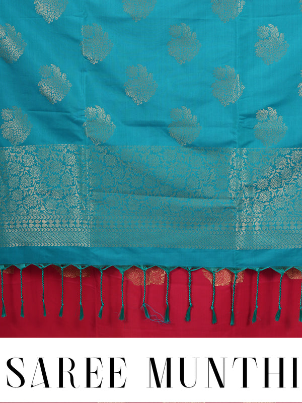 Rani Pink with Rama Green Semi Silk Saree