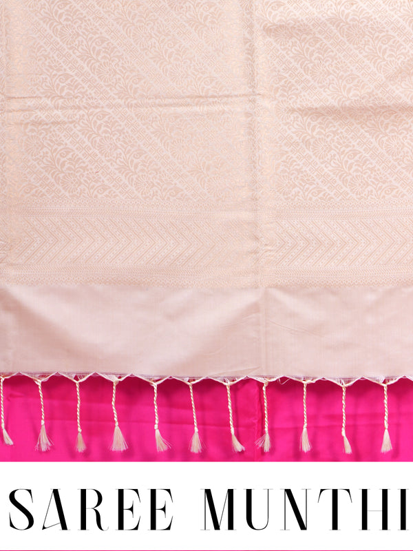 Pink With Sandal Semi Silk Saree