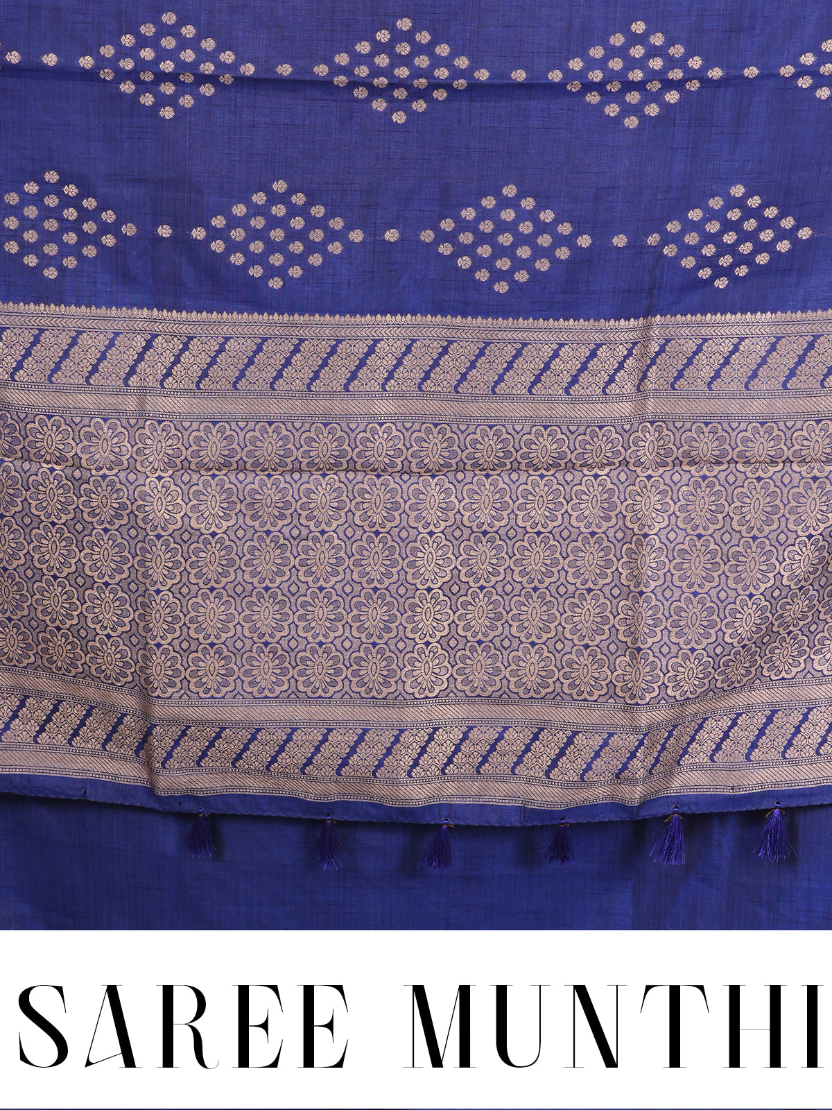 Royal Blue with Antique Silver Pallu - Semi Tussar Saree