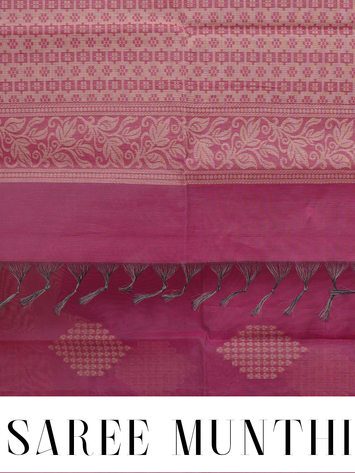 Wine and Rose Gold Silk Cotton Saree