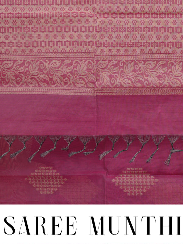 Wine and Rose Gold Silk Cotton Saree