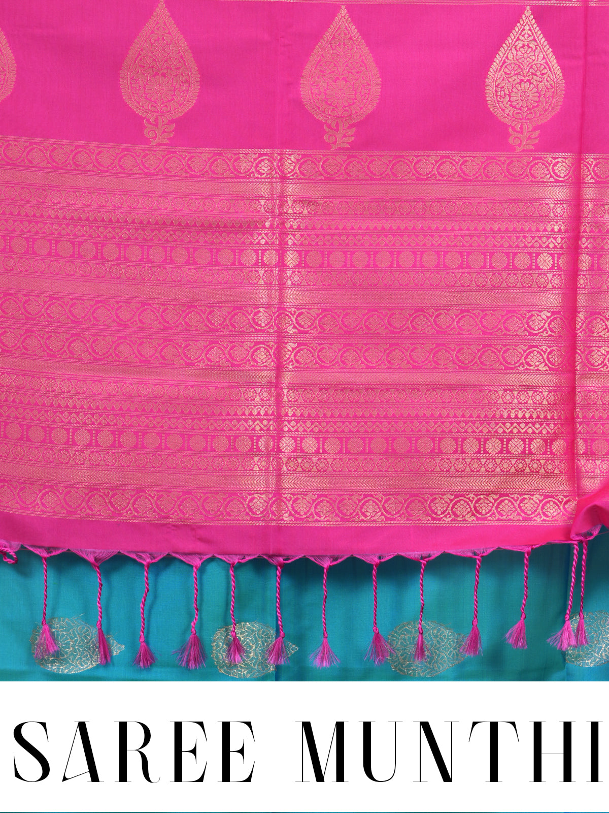 Rama Green With Pink Semi Silk Saree