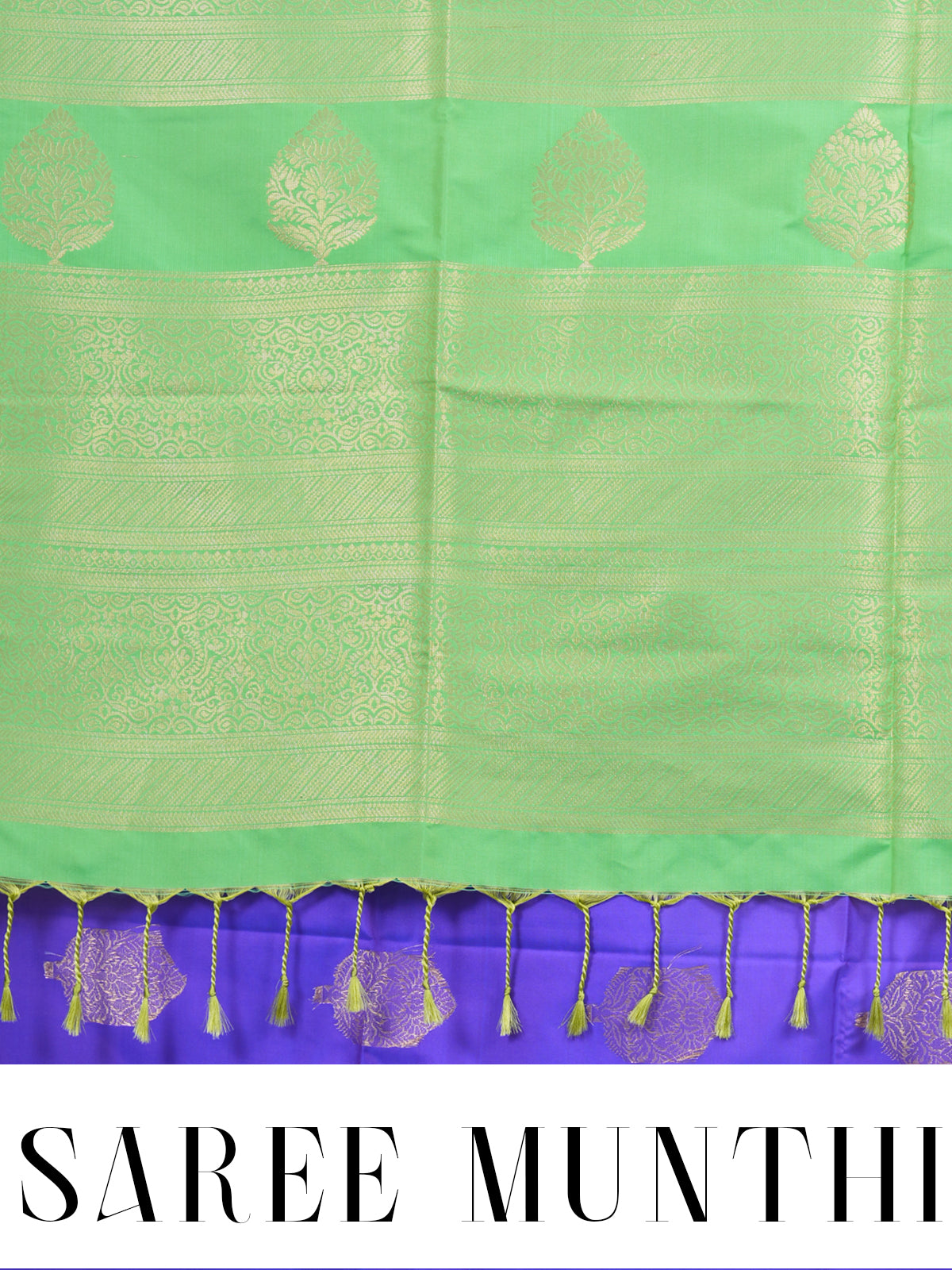 Violet With Green Semi Silk Saree
