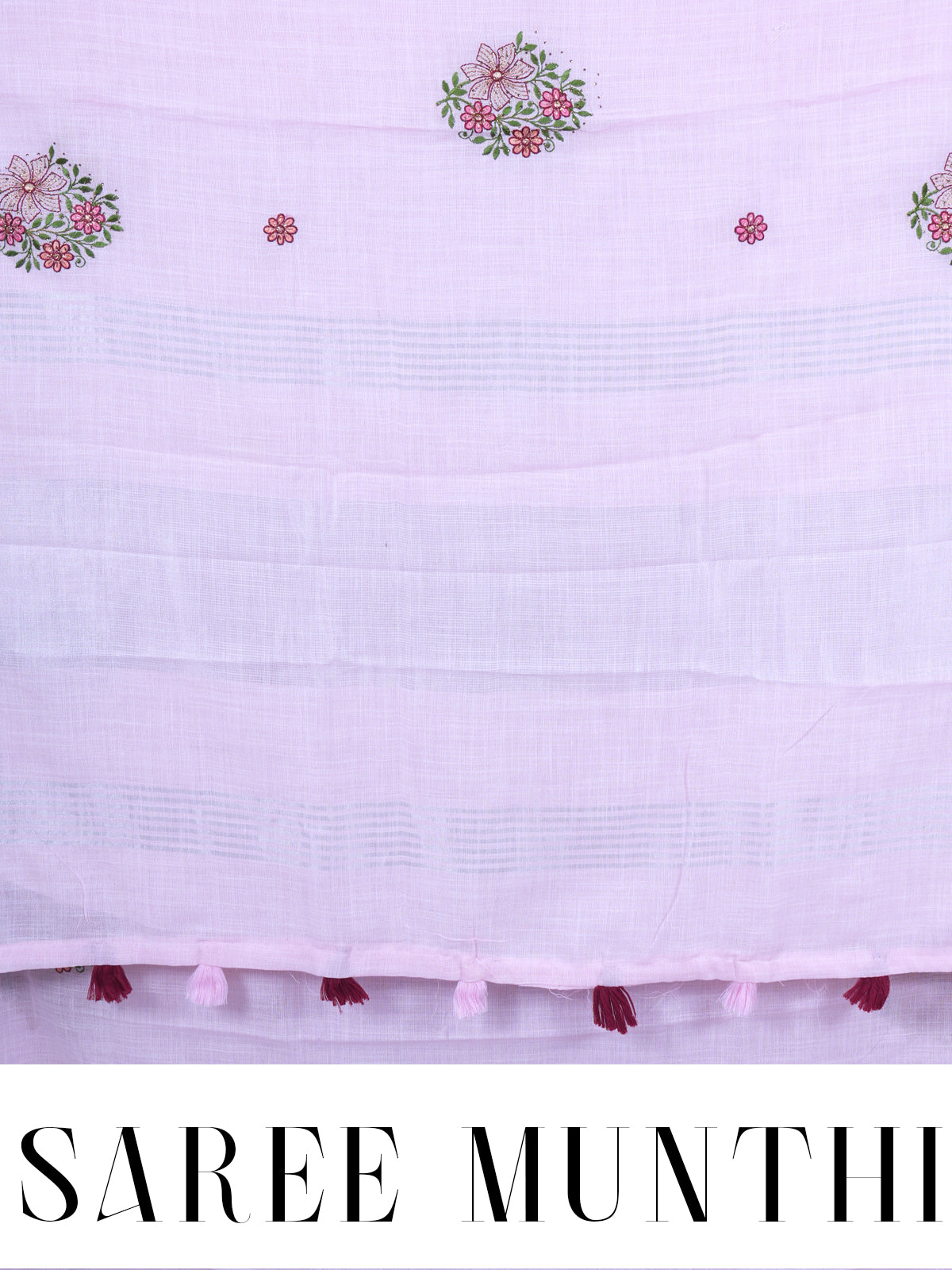 Baby Pink with Silver - Linen Cotton Saree