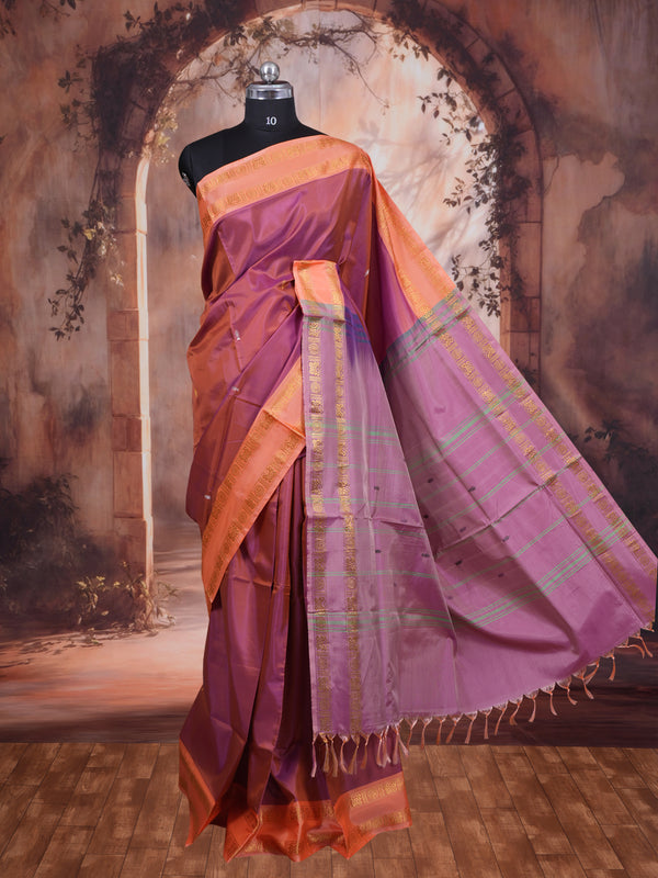 Onion Pink With Orange Semi Silk Saree