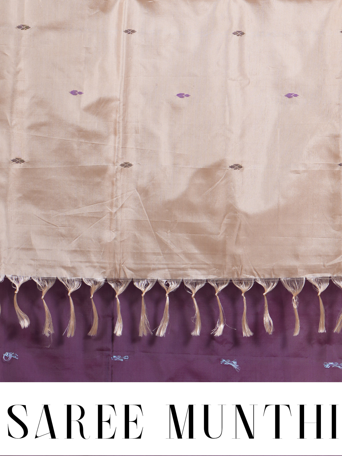 Wine Purple With Beige Semi Silk Saree
