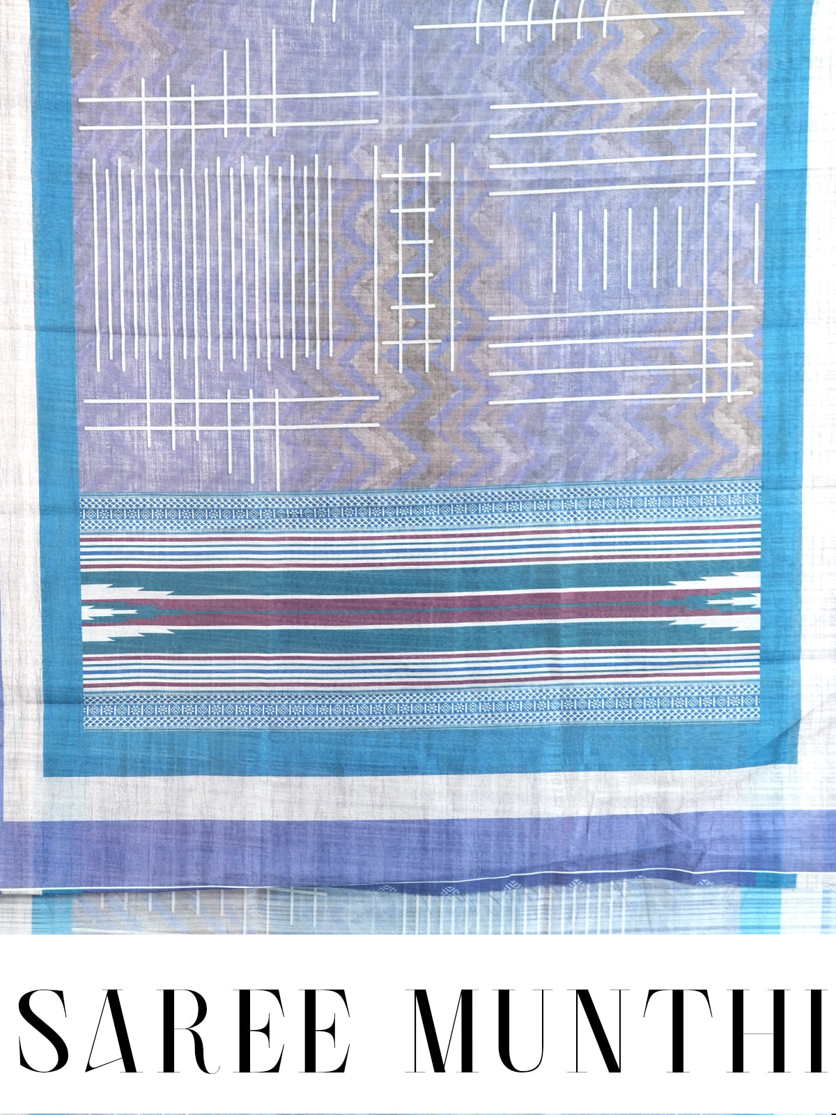 Steel Grey with Teal Blue -Semi Tussar Saree
