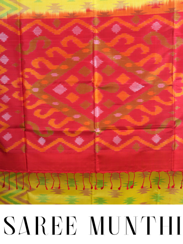 Yellow with Crimson Red - Pure Kanchipuram Silk Saree