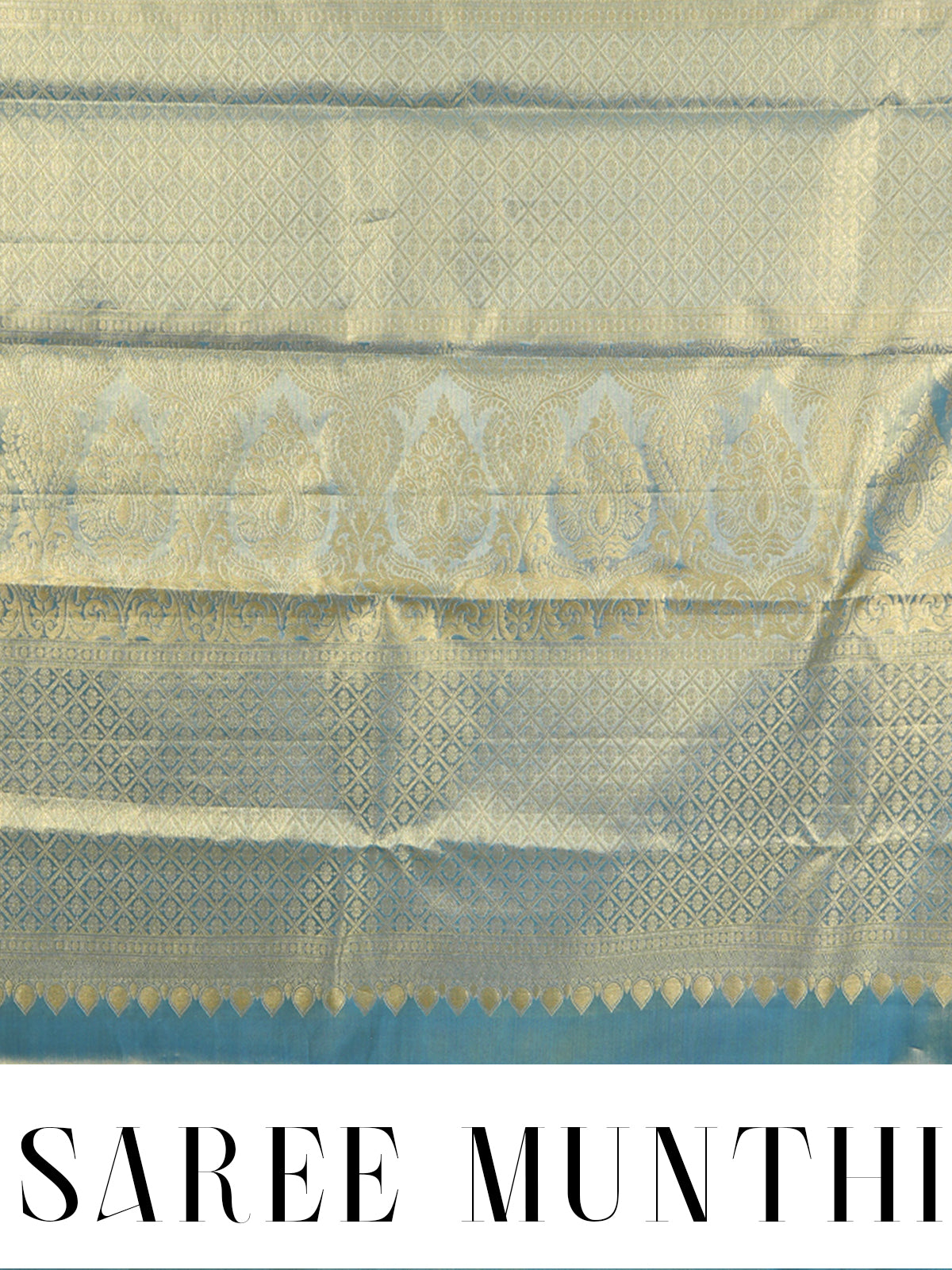 Luminous Olive Green and Electric Blue Kanjivaram Silk Saree