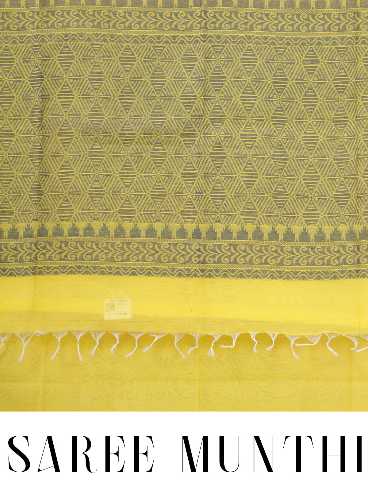 Yellow with Grey Munthi Silk Cotton Saree