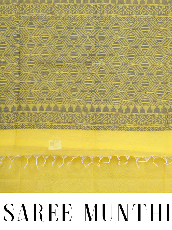 Yellow with Grey Munthi Silk Cotton Saree